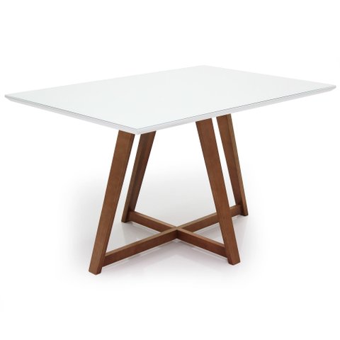 Mesa de Jantar Liana com Vidro Mmj-as As-castanho Claro/branco Laca 1,35m