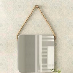 Espelho Para Banheiro 60 cm Quadrado Com Corda Nice B06 Nogal Noce Amêndoa - Lyam Decor - 3