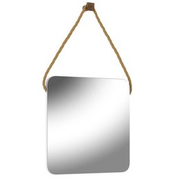 Espelho Para Banheiro 60 cm Quadrado Com Corda Nice B06 Nogal Noce Amêndoa - Lyam Decor - 1