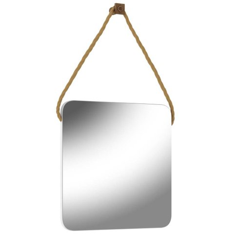 Espelho Para Banheiro 60 cm Quadrado Com Corda Nice B06 Nogal Noce Amêndoa - Lyam Decor