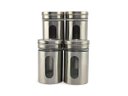 Ver imagem 1 de Kit 4 Saleiro Pimenteiro Porta Condimentos Em Vidro e Aço Inox Com Ajuste de Abertura Para Cozinha