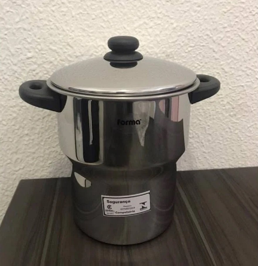 Cuscuzeira Grande Inox Compatível Com Fogão De Indução Inox 3 Litros Marca Forma Inox Panela Para Cu - 10