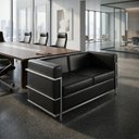 Ver imagem 1 de Sofá 2 Lugares Couro Ecológico Le Corbusier
