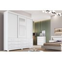 Ver imagem 1 de Guarda Roupa Solteiro 3 Portas e 9 Gavetas C/ Espelho Jequitibá/buriti Branco - Novo Horizonte