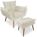 Ver imagem 1 de Poltrona Decorativa Deluxe com Puff Suede Bege