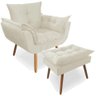 Poltrona Decorativa Deluxe com Puff Suede Bege - 1