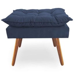 Poltrona Decorativa Deluxe com Puff Suede Azul Marinho - 2