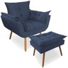 Poltrona Decorativa Deluxe com Puff Suede Azul Marinho - 1