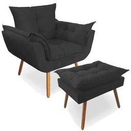 Poltrona Decorativa Opala Deluxe com Puff Suede - 1
