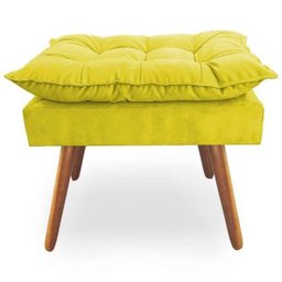 Poltrona Decorativa Deluxe com Puff Suede Amarelo - 3