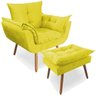 Poltrona Decorativa Deluxe com Puff Suede Amarelo - 1