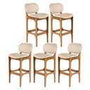 Ver imagem 1 de Kit 5 Banquetas Alta para Balcão 50 x 104 Cm Decor Madeira Maciça Imbuia Linho Bege M58 - RMI