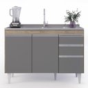 Ver imagem 7 de Armário de Cozinha Modulado de Canto 6 Peças Cp30 com Pia Inox Castanho/cinza - Lumil Lumil Móveis