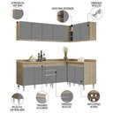 Ver imagem 3 de Armário de Cozinha Modulado de Canto 6 Peças Cp30 com Pia Inox Castanho/cinza - Lumil Lumil Móveis