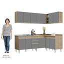 Ver imagem 5 de Armário de Cozinha Modulado de Canto 6 Peças Cp30 com Pia Inox Castanho/cinza - Lumil Lumil Móveis