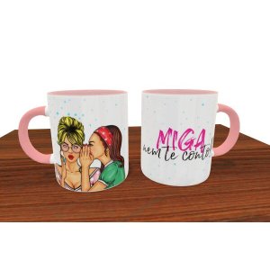 Caneca Amigas Alça Rosa