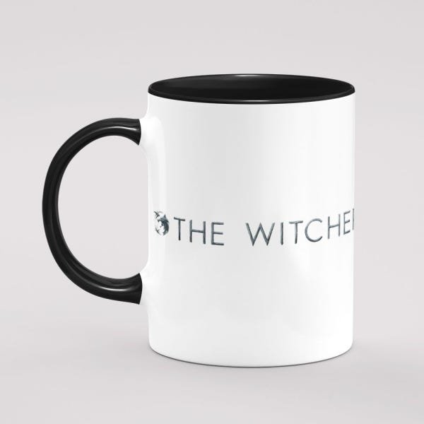 Caneca The Witcher medalhão lobo branco alça Int. preta - 2