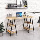 Ver imagem 2 de Mesa Escrivaninha Cavalete 135cm Estilo Industrial Prisma C08 Carvalho/Preto - Mpozenato