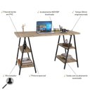 Ver imagem 3 de Mesa Escrivaninha Cavalete 135cm Estilo Industrial Prisma C08 Carvalho/Preto - Mpozenato