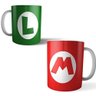 Jogo com 2 Canecas Porcelana Mario Luigi Nintendo 350ml (BD01) Personalizada - 1