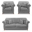 Ver imagem 1 de Kit 2 Poltronas E Sofá 1,80m Cinza Grafite Pés Castanho