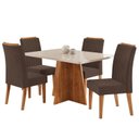 Ver imagem 2 de Conjunto Sala de Jantar 120x77,8cm Tampo com Vidro e 4 Cadeiras Tannat Yescasa Marrom/Mel/Off White/Bombom
