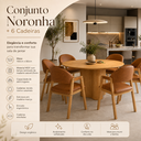 Ver imagem 4 de Conjunto Mesa Jantar Redonda 150cm + 6 Cadeiras Estofadas Allegra Noronha Sala Area Gourmet Varanda: