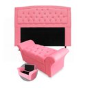 Ver imagem 1 de Kit Cabeceira Geovana + Calçadeira Baú Veneza King Size 195cm Suede - Ecotec Decor:Rosa