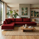 Ver imagem 1 de Sofá de Canto 5 Lugares com Chaise Lado Esquerdo em Veludo Vermelho 293x200cm