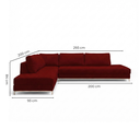 Ver imagem 3 de Sofá de Canto 5 Lugares com Chaise Lado Esquerdo em Veludo Vermelho 293x200cm