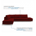 Ver imagem 4 de Sofá de Canto 5 Lugares com Chaise Lado Esquerdo em Veludo Vermelho 293x200cm
