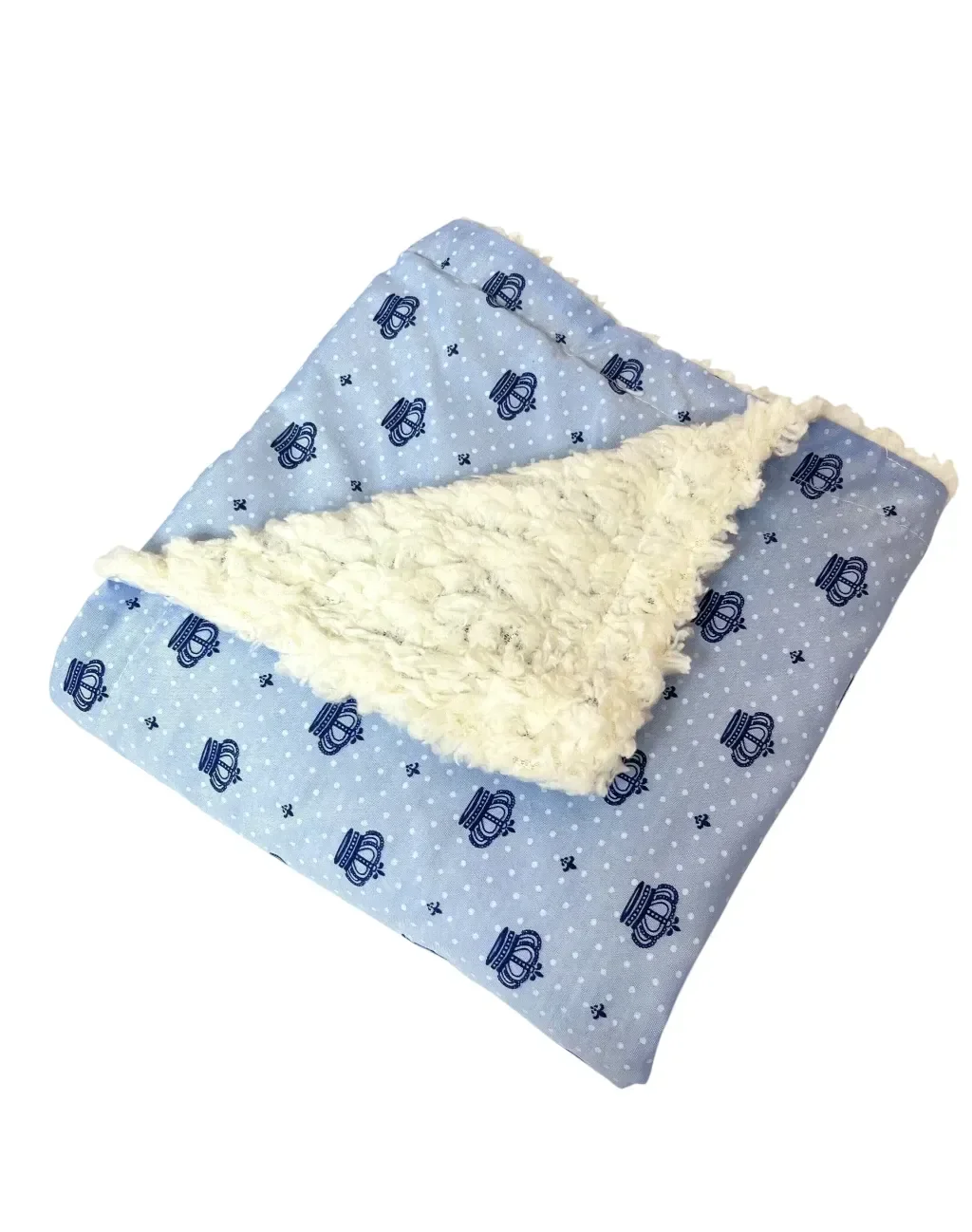 Cobertor de Sherpa Estampado M - Coroinha Azul