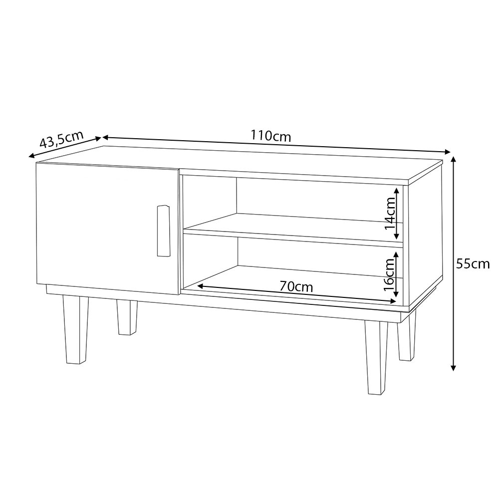 Rack para Sala de Tv 1 Porta e Prateleira em Madeira Maciça e Mdf Denver - Naturale - 3