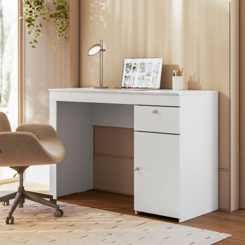 Escrivaninha Mesa de Computador com Gavetas e Porta para Quarto Home Office