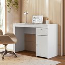 Ver imagem 1 de Escrivaninha Mesa de Computador com Gavetas e Porta para Quarto Home Office