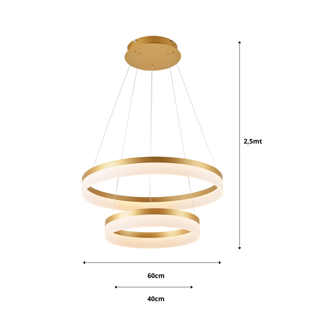 Lustre Pendente Φ40×φ60cm 63w 3000k Bivolt Metal Dourado+acrilico - 4