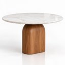 Ver imagem 1 de Mesa de Jantar Redonda Balance 150 cm Tampo Mármore Branco Extra Base Freijó