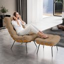 Ver imagem 2 de Kit 2 Poltronas Decorativas Sala de Estar Costela L02 Linho Bege Escuro - Lyam Decor