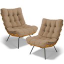 Ver imagem 1 de Kit 2 Poltronas Decorativas Sala de Estar Costela L02 Linho Bege Escuro - Lyam Decor