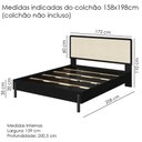 Ver imagem 3 de Cama Quenn Palhinha Oslo 27056 Pes Madeira 152 Cm Nero Artesano
