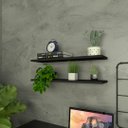 Ver imagem 3 de Par de Prateleiras Suspensa Minimalista Preto Mdf Organizador Escritório Quarto Sala - Rufatto Deco