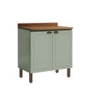 Ver imagem 1 de Balcão Cozinha 80 cm 2 Pts Conecta Frizz Verde Mint/Ebano