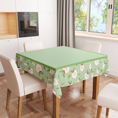 Toalha de Mesa Quadrada 4 Lugares Maças Suculentas