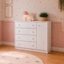 Ver imagem 1 de Cômoda Sapateira para Quarto de Bebê 100% MDF 1 Porta 4 Gavetas Infantil Helena Branco Phoenix Baby