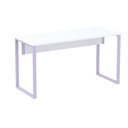 Ver imagem 1 de Mesa Escritório P25 Tub Pandin 134 Cm (larg) Tampo Mdp Branco Pé Aço Tubular Lilás