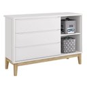 Ver imagem 5 de Jogo de Quarto Classic Guarda Roupa 3 Portas e Cômoda Branco Fosco com Pés Madeira Natural - Reller