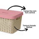 Ver imagem 3 de Caixa Organizadora Cesto Multiuso Infantil com Tampa 17 Litros Baby Bege e Rosa - Usual