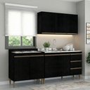 Ver imagem 1 de Armário de Cozinha Compacta Modulada 200cm 3 Peças Milão Menu Móveis Preto