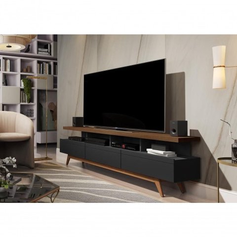 Rack com Nichos Vivare Wood 1,8 Black-Freijó - Giga