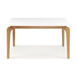 Mesa de Jantar 6 Lugares 160cm Tampo com Vidro Base Madeira Maciça - Branca - 1